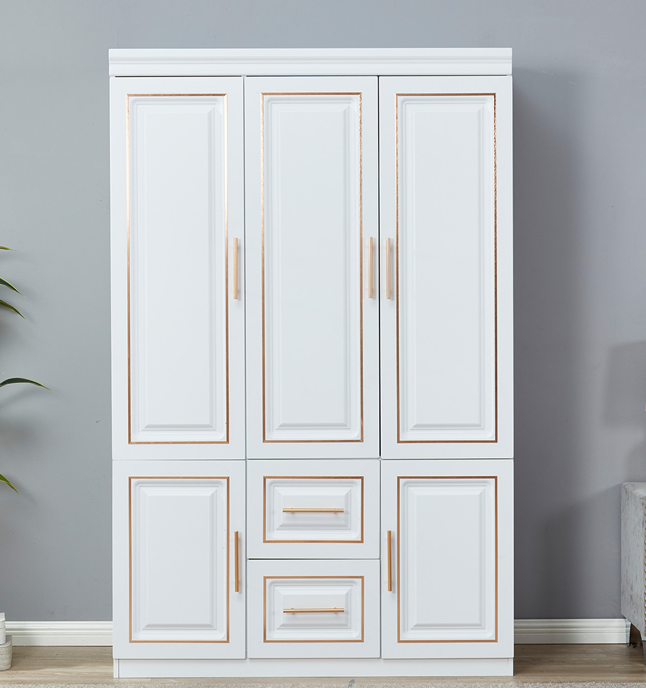 LivelyLodge Tall 74 3 Doors Wardrobe Closet White 2 Drawers Wood Wardrobe Closet Bedroom Armoire Clothes Storage Cabinet with Hanging Rod Shelves, Bathroom Freestanding Clothes Closet Organizer