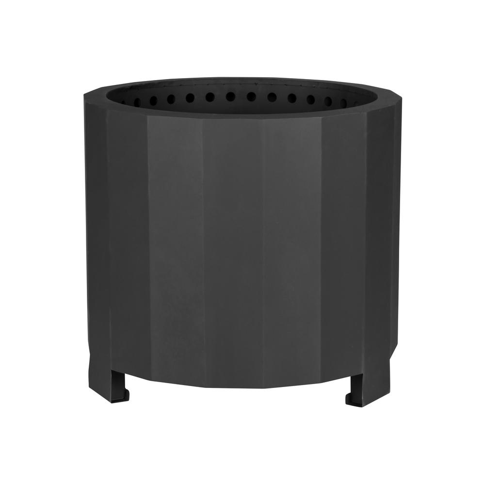 19.5 inch Smokeless Outdoor Firepit, Natural Wood, Black