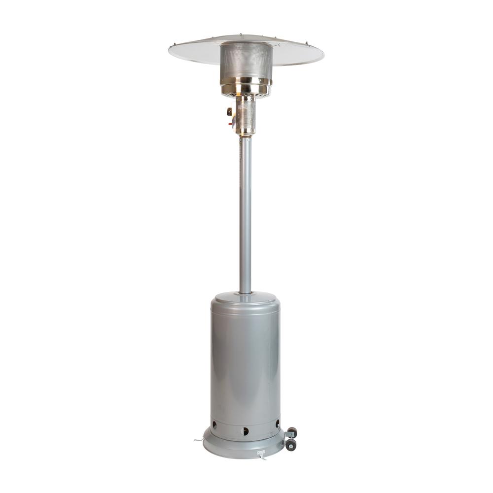 Silver Stainless Steel Propane Heater with Wheels-7.5 Feet Tall