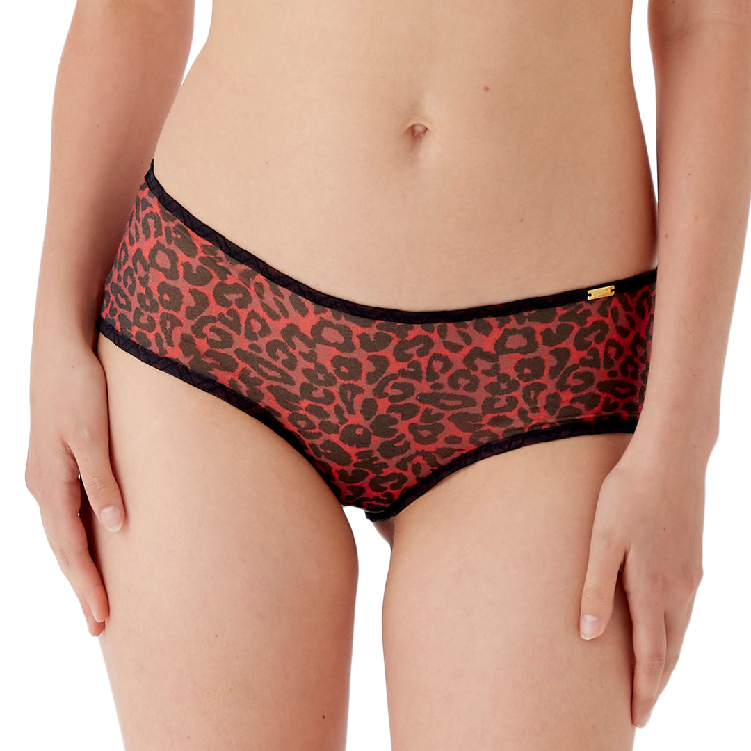 Sheer Boyshort Panty Leopard Print Design