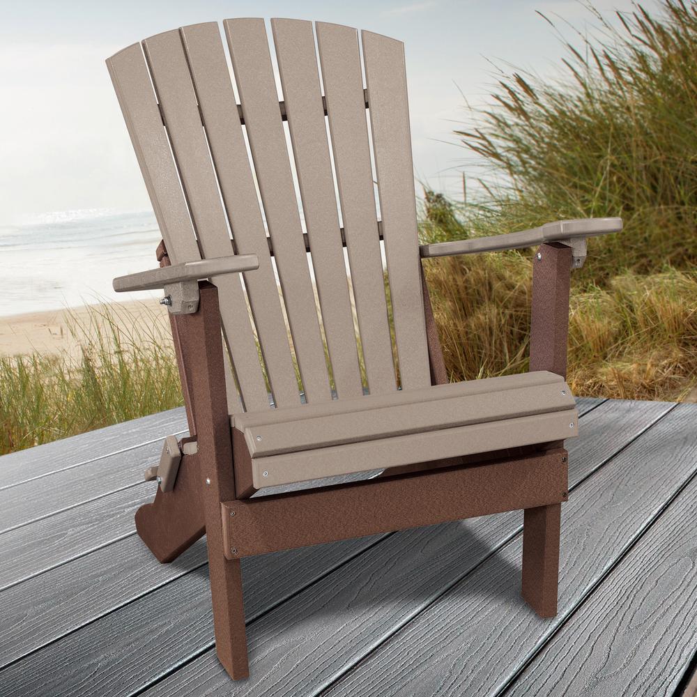 Fan Back Folding Adirondack Chair Made in the USA- Weatherwood, Tudor Brown