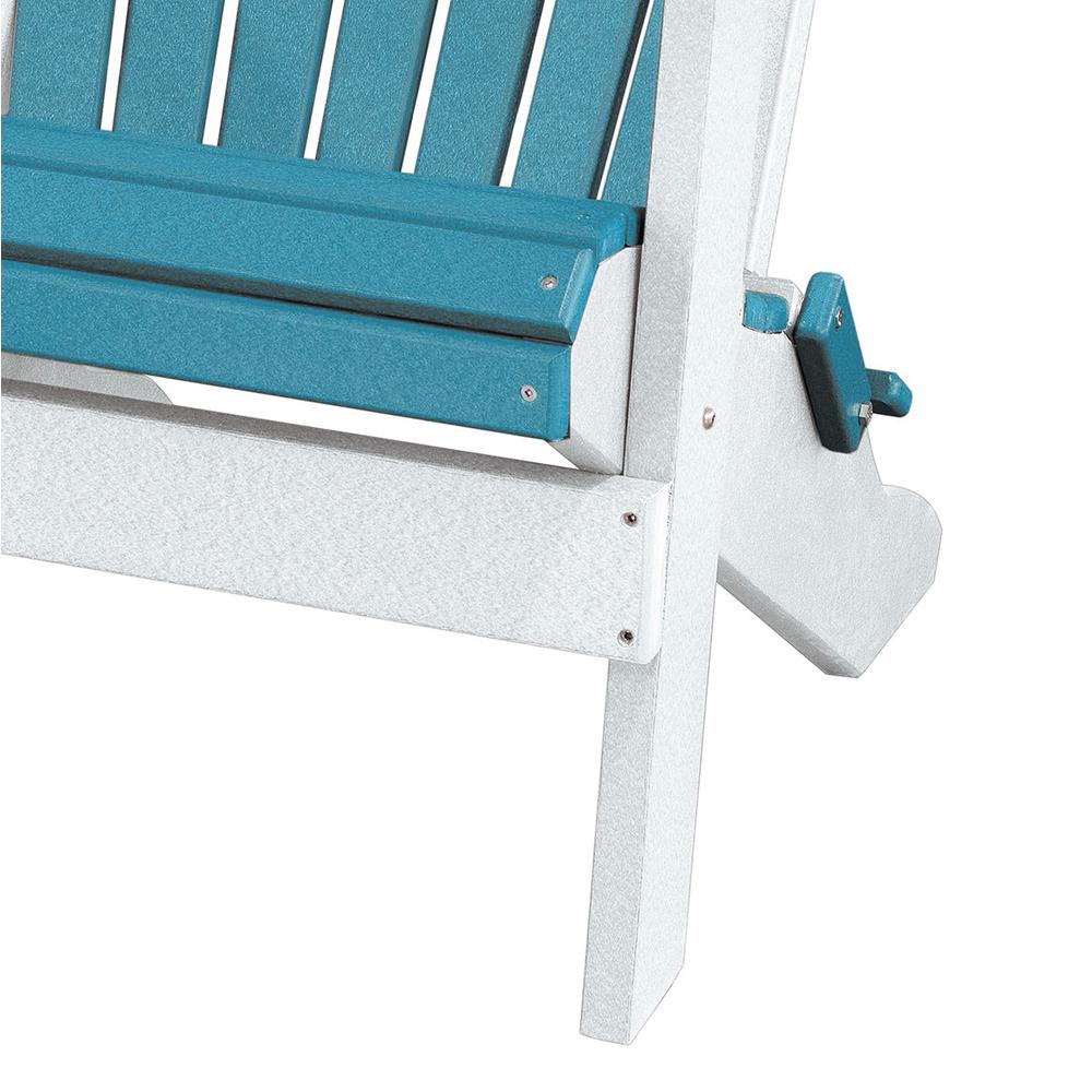 OS Home and Office Model 519ARW Fan Back Folding Adirondack Chair in Aruba Blue with a White Base, Made in the USA