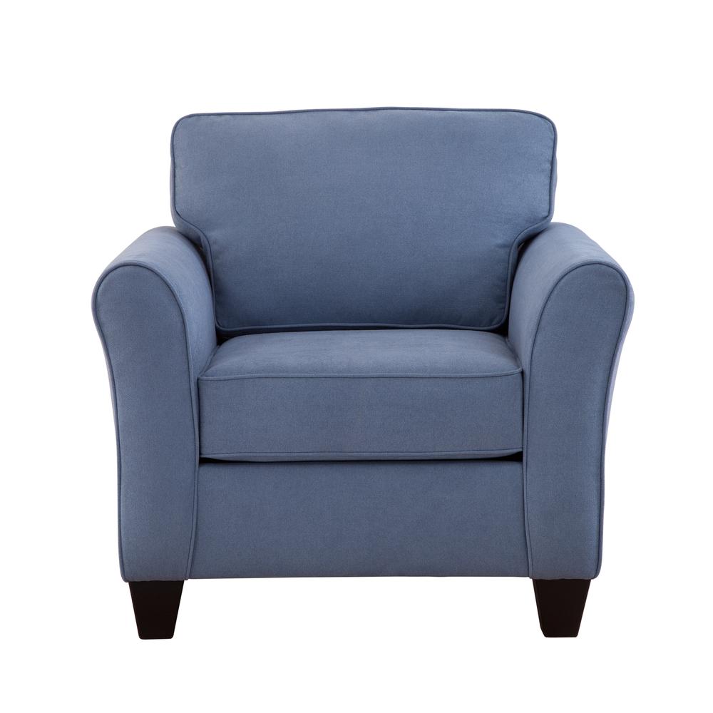 Transitional Flared Arm Blue Upholstered Chair