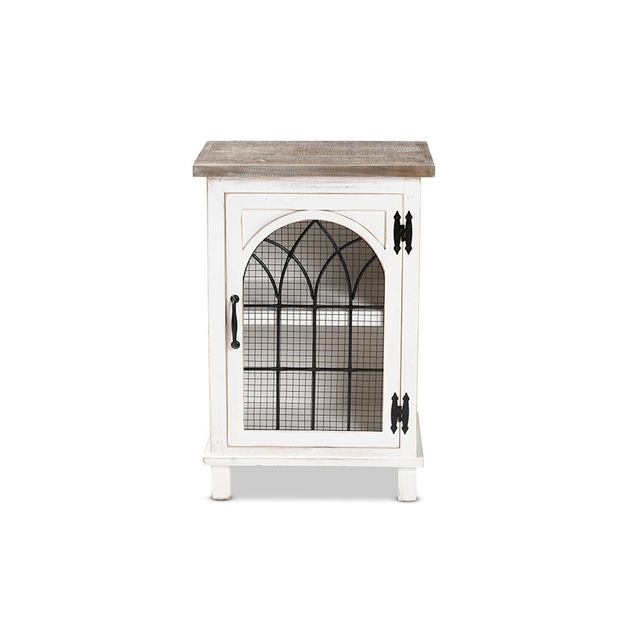 Oak Brown Finished Wood 1-Door End Table