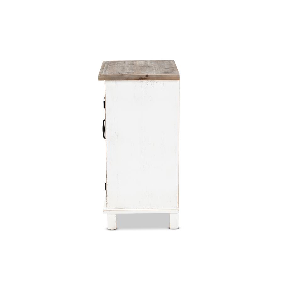 Oak Brown Finished Wood 1-Door End Table