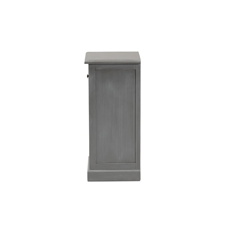 Vintage Grey Finished Wood and Synthetic Rattan 3-Drawer End Table
