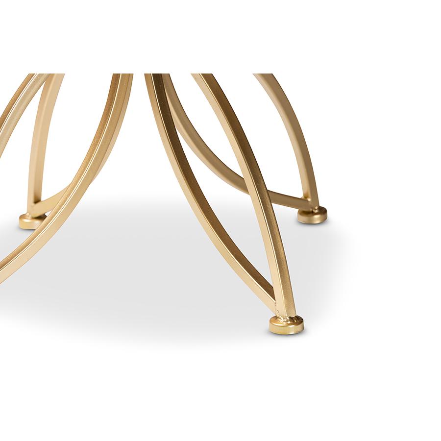 Gold Finished Metal End Table with Marble Tabletop