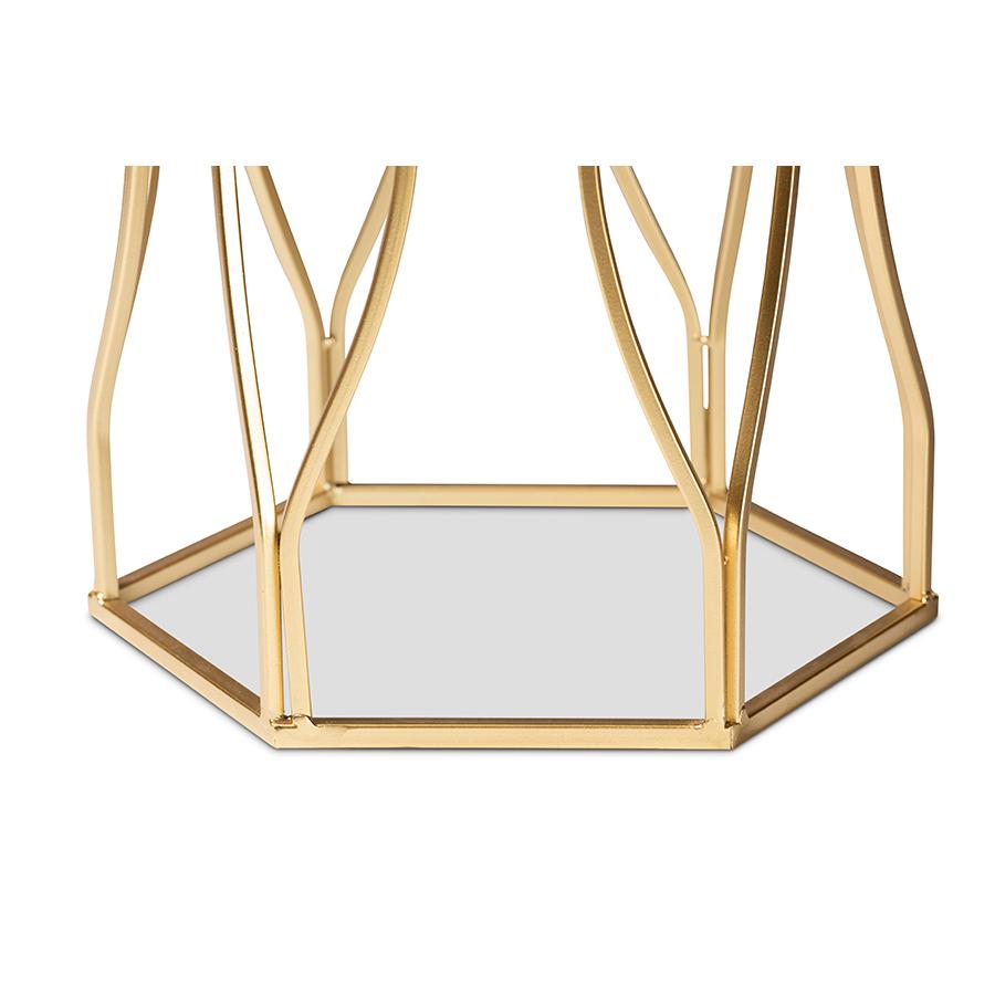 Kalena Modern and Contemporary Gold Metal End Table with Marble Tabletop