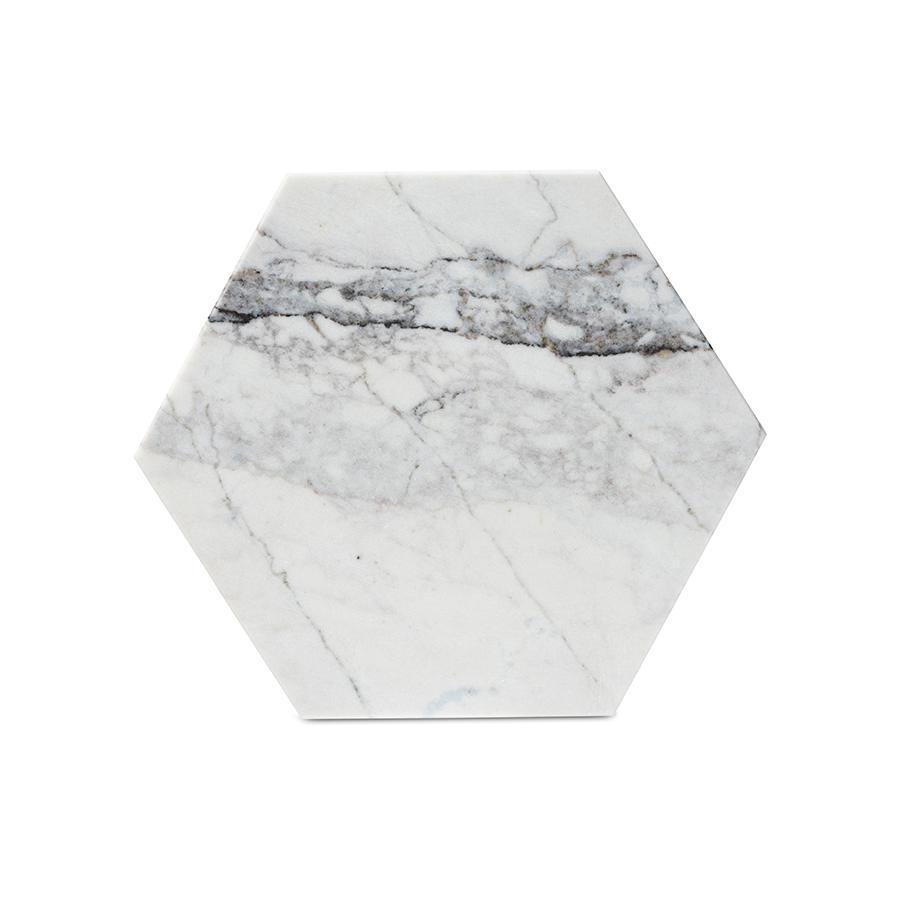 Kalena Modern and Contemporary Gold Metal End Table with Marble Tabletop
