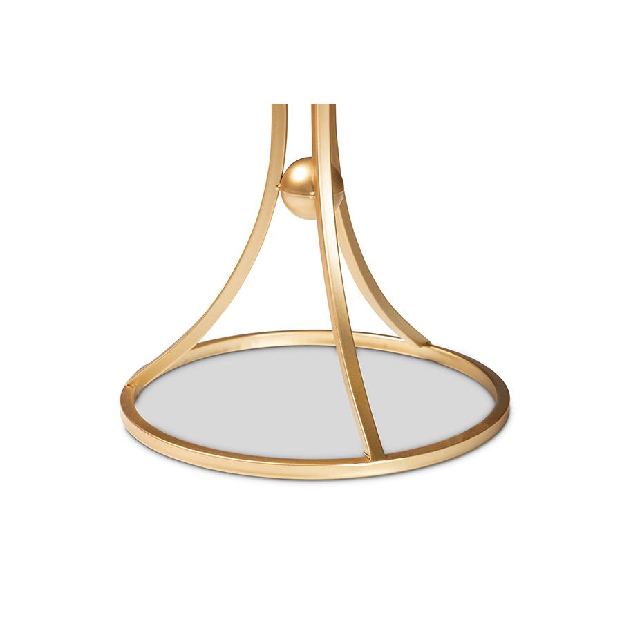 Gold Finished Metal End Table with Marble Tabletop
