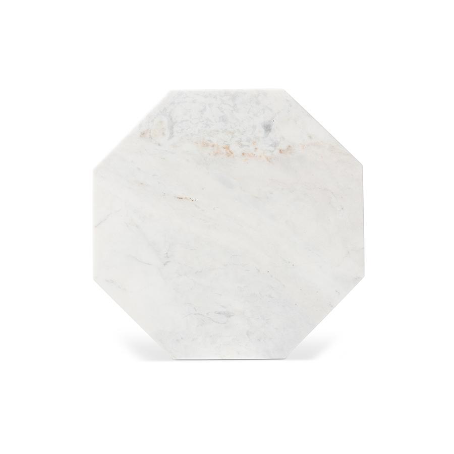 Venedict Modern and Contemporary Black Metal End Table with Marble Tabletop
