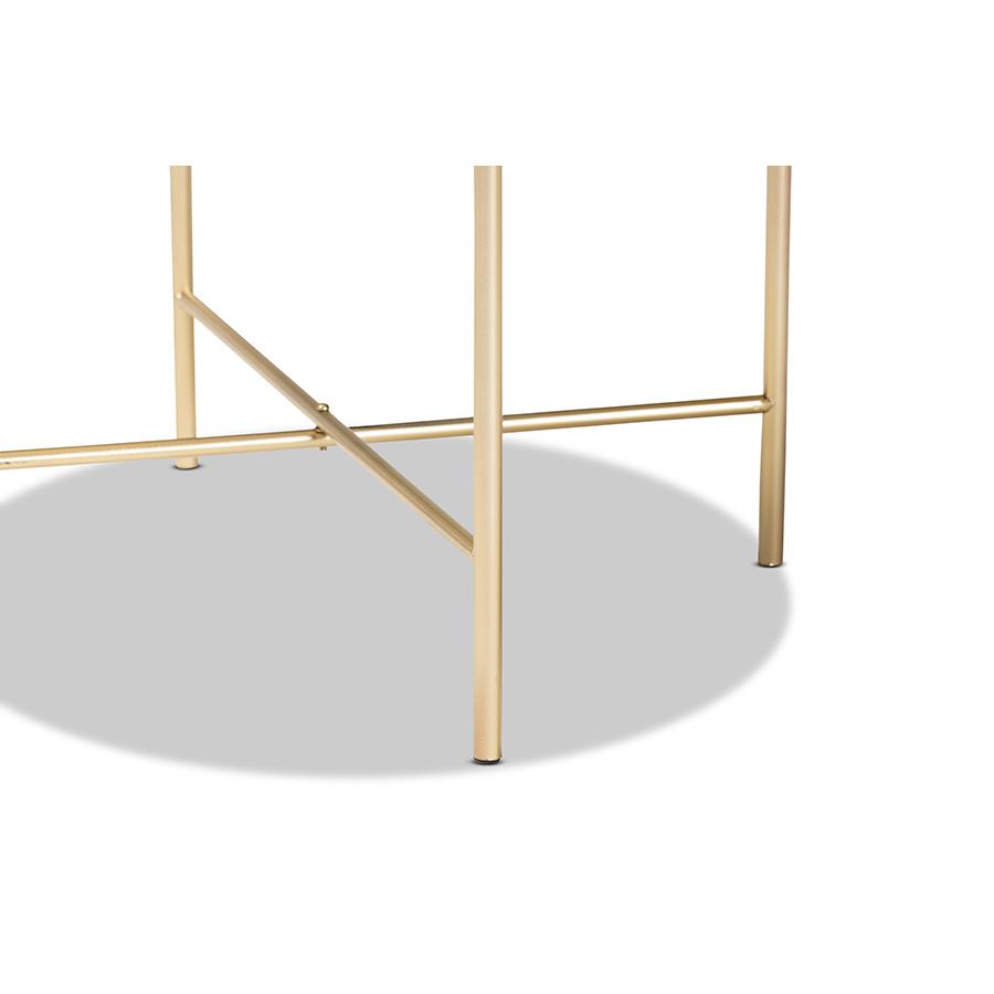 Gold Finished Metal End Table with Marble Tabletop