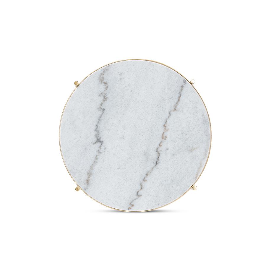 Gold Finished Metal End Table with Marble Tabletop