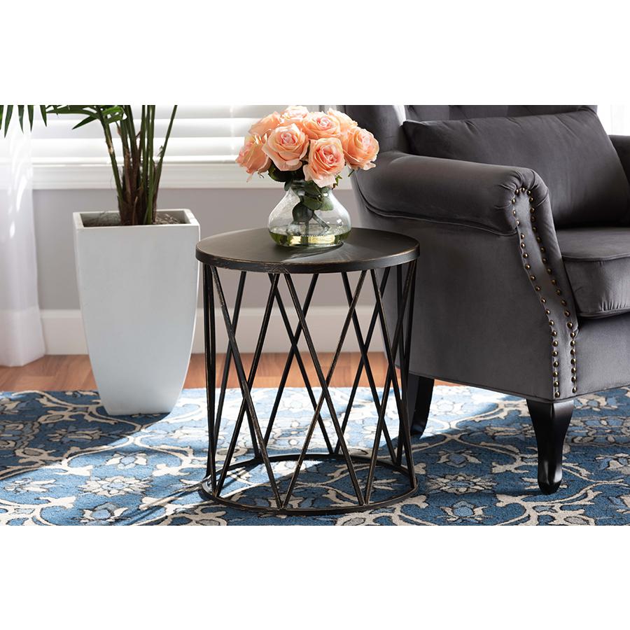 Baxton Studio Finnick Modern Industrial Antique Black finished Metal End Table