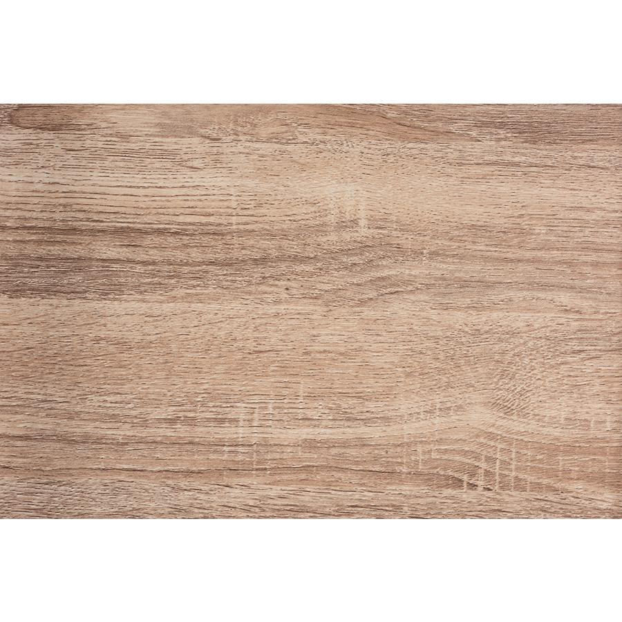 Overton Modern Industrial Oak Brown Finished Wood and Black Metal End Table