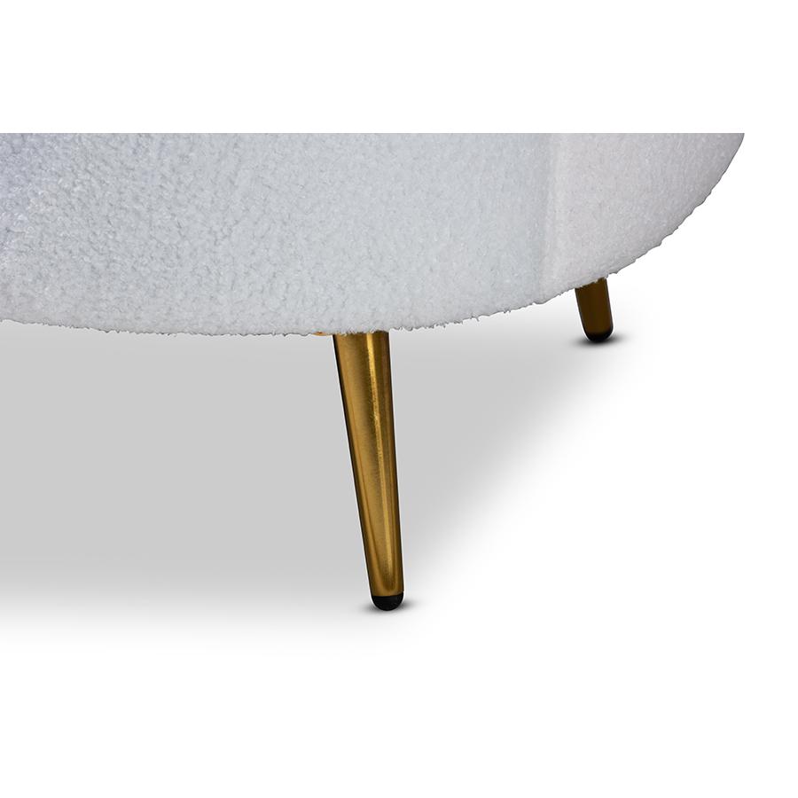 White Boucle Upholstered and Gold Finished Metal Accent Chair
