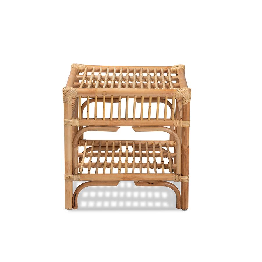 bali & pari Rose Modern Bohemian Natural Brown Rattan End Table