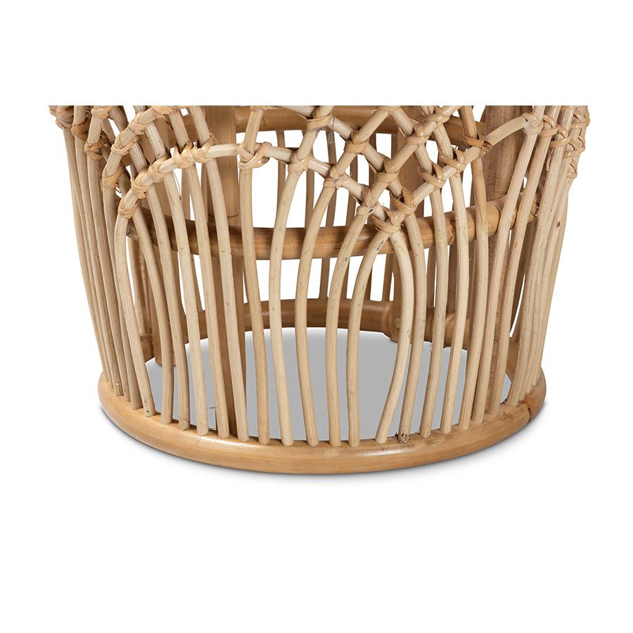 bali & pari Edena Modern Bohemian Natural Brown Finished Rattan End Table