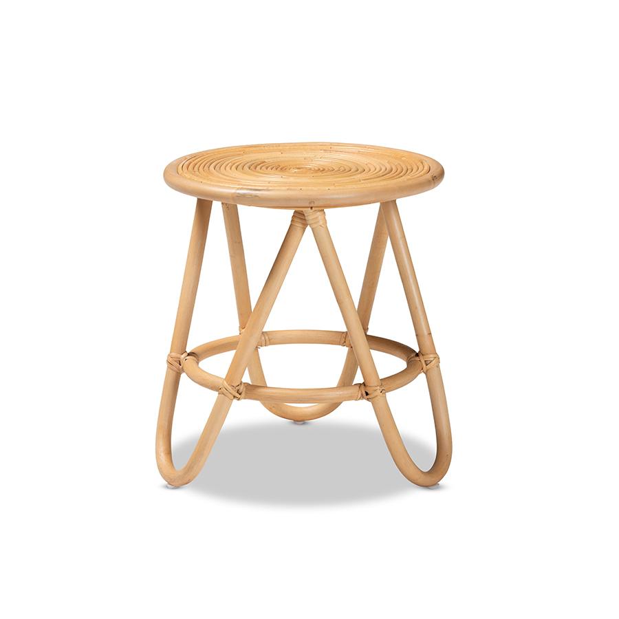 bali & pari Rinjani Modern Bohemian Natural Brown Rattan End Table