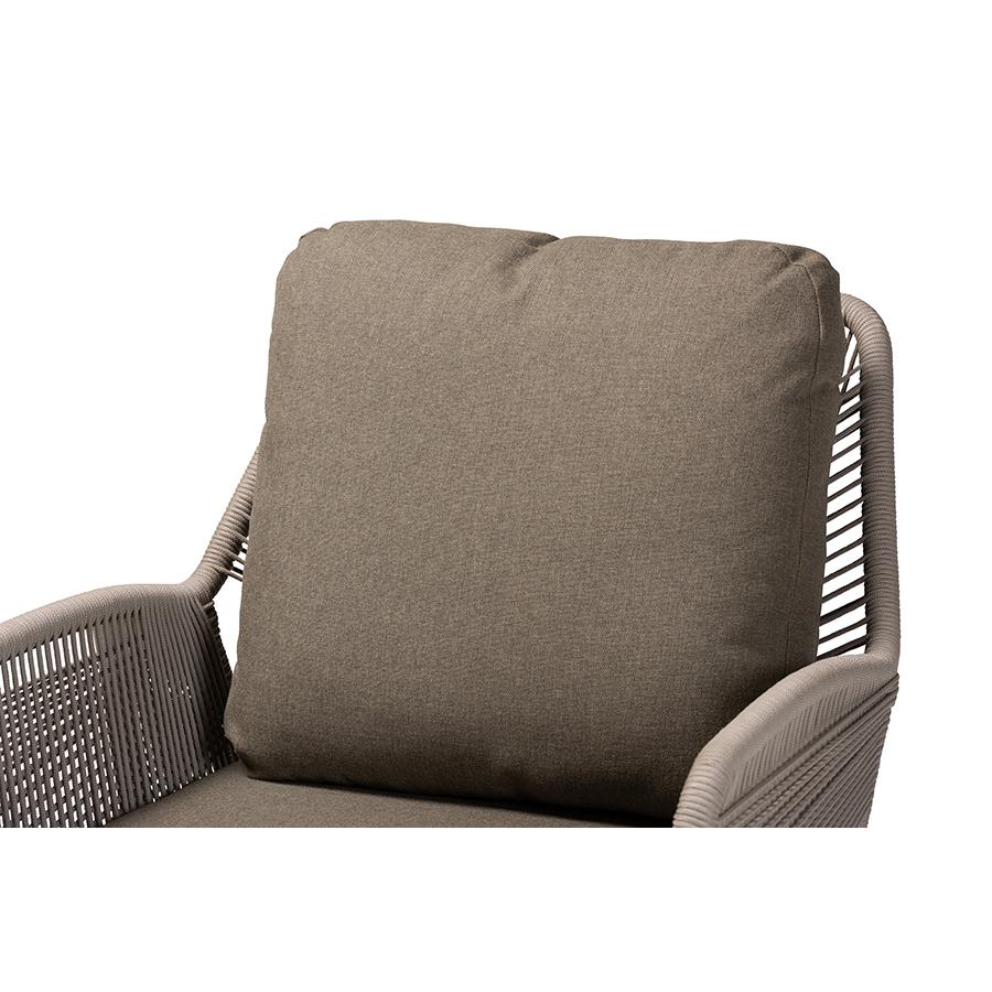 Jennifer Mid-Century Transitional Grey Woven Rope Mahogany Accent Chair