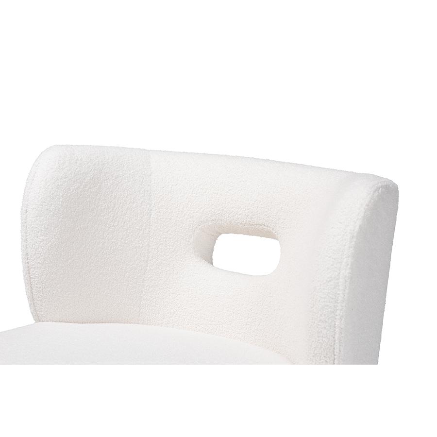 Ivory Boucle Upholstered and Black Finished Wood Accent Chair