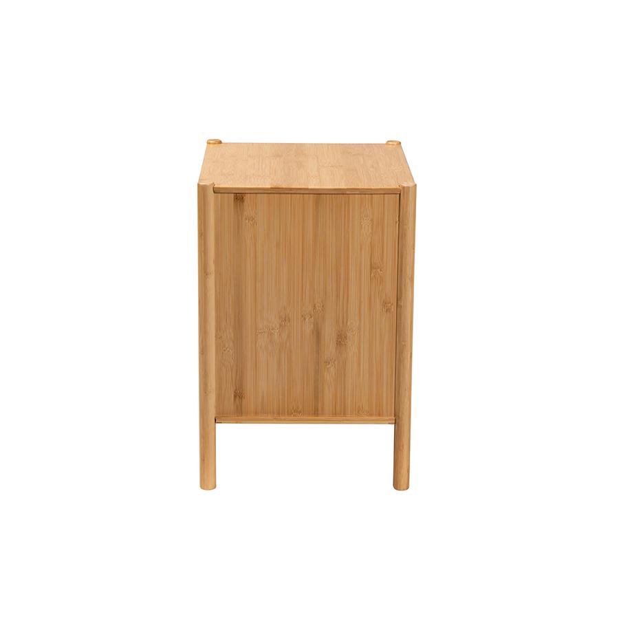 Transitional Natural Brown Bamboo Wood 2-Drawer End Table