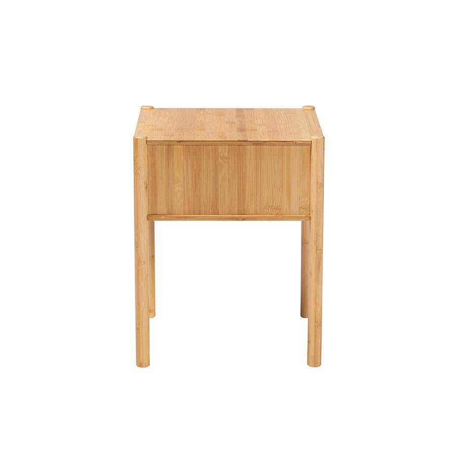 Transitional Natural Brown Bamboo Wood 1-Drawer End Table