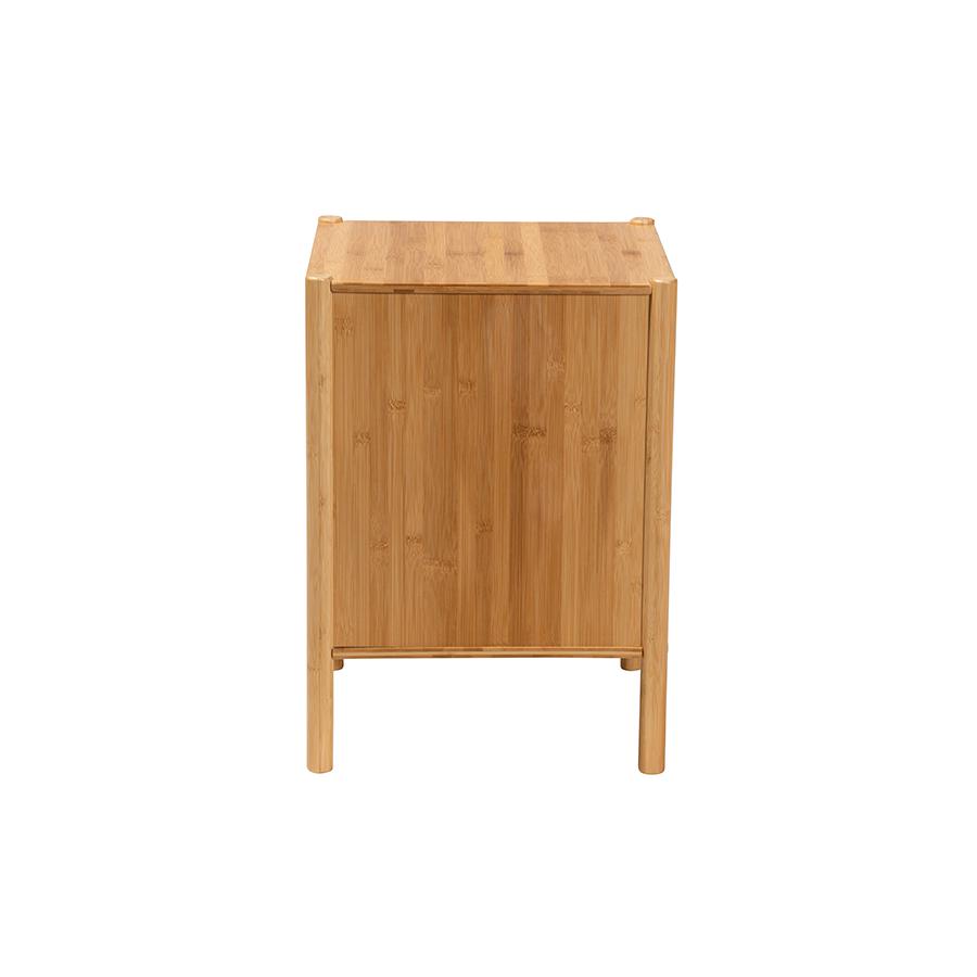 Transitional Natural Brown Bamboo Wood 1-Door End Table