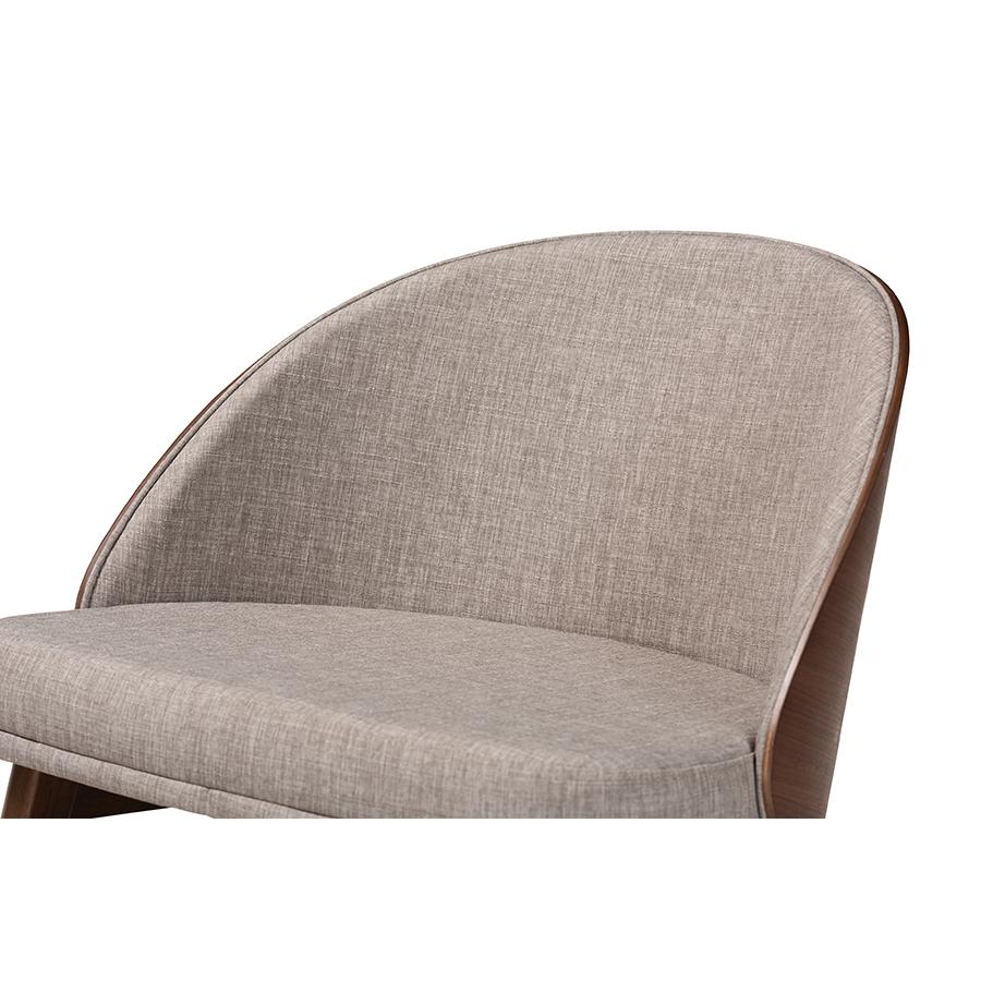 Grey Fabric and Walnut Brown Finished Wood 2-Piece Accent Chair Set