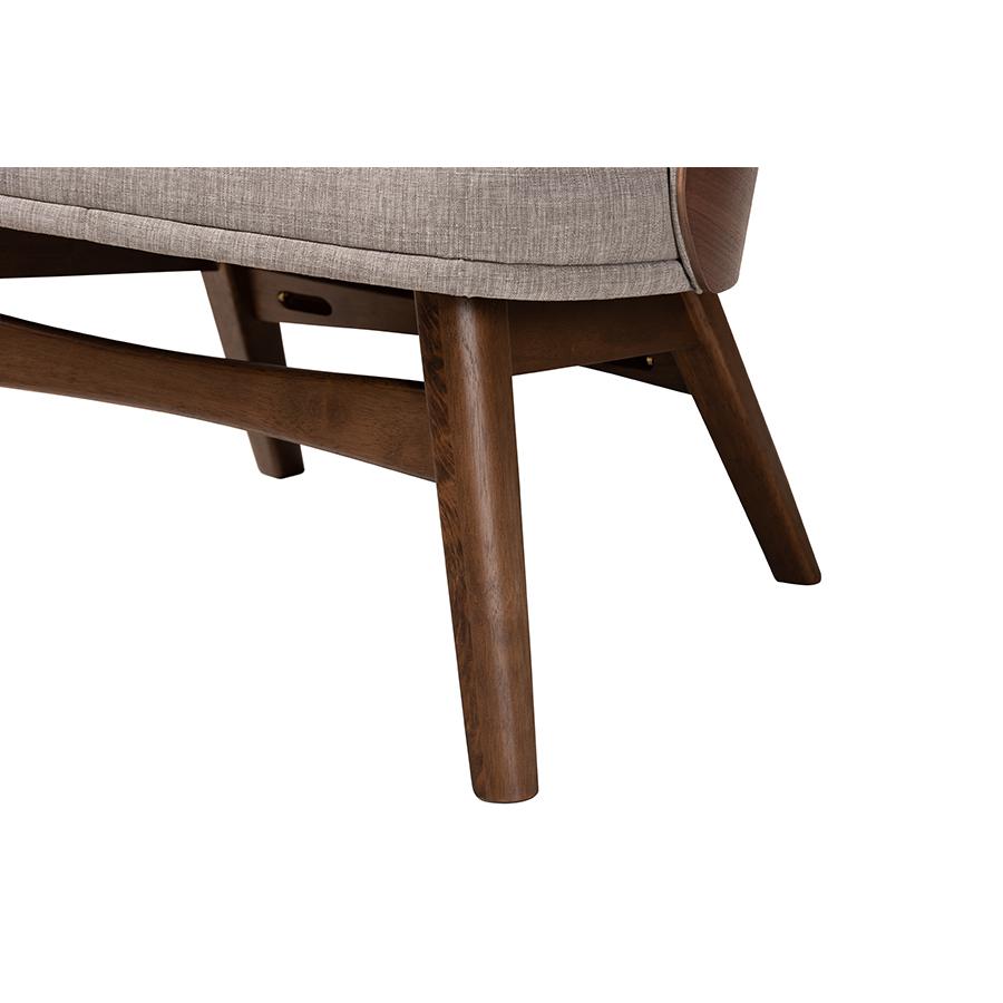 Grey Fabric and Walnut Brown Finished Wood 2-Piece Accent Chair Set