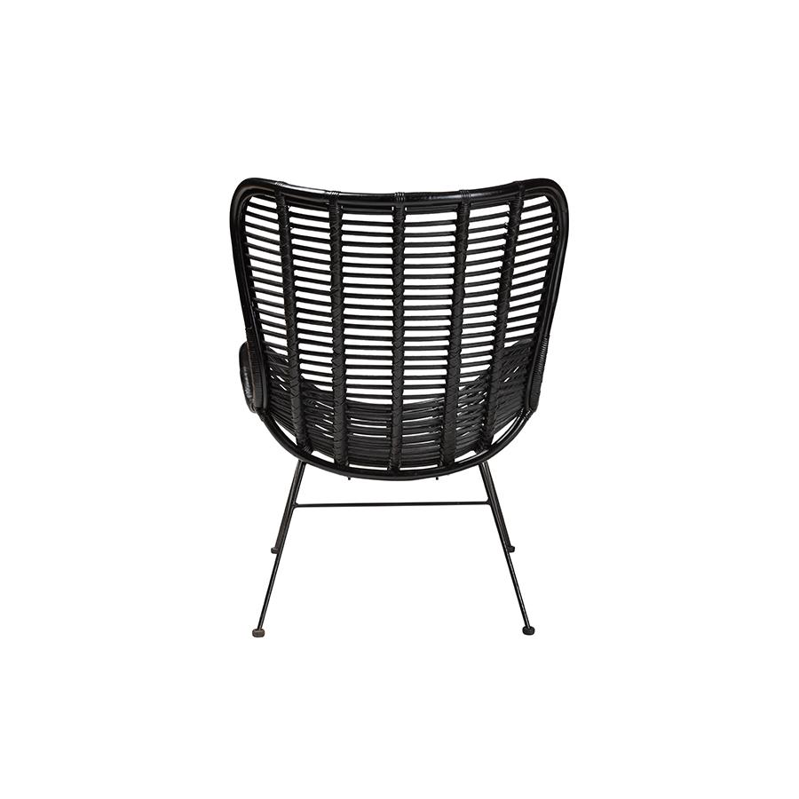 bali & pari Colorado Modern Bohemian Black Rattan and Metal Accent Chair