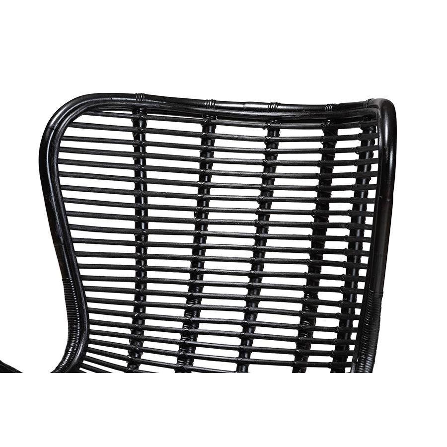 bali & pari Colorado Modern Bohemian Black Rattan and Metal Accent Chair