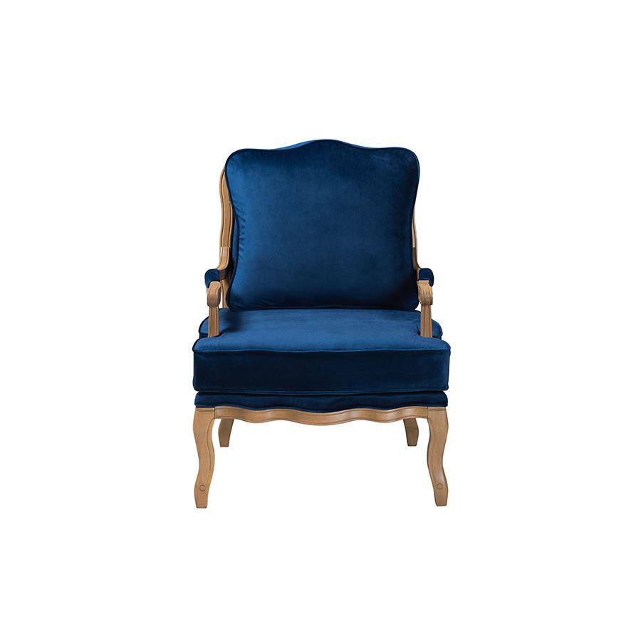 French Oak Brown Finished Wood Accent Chair