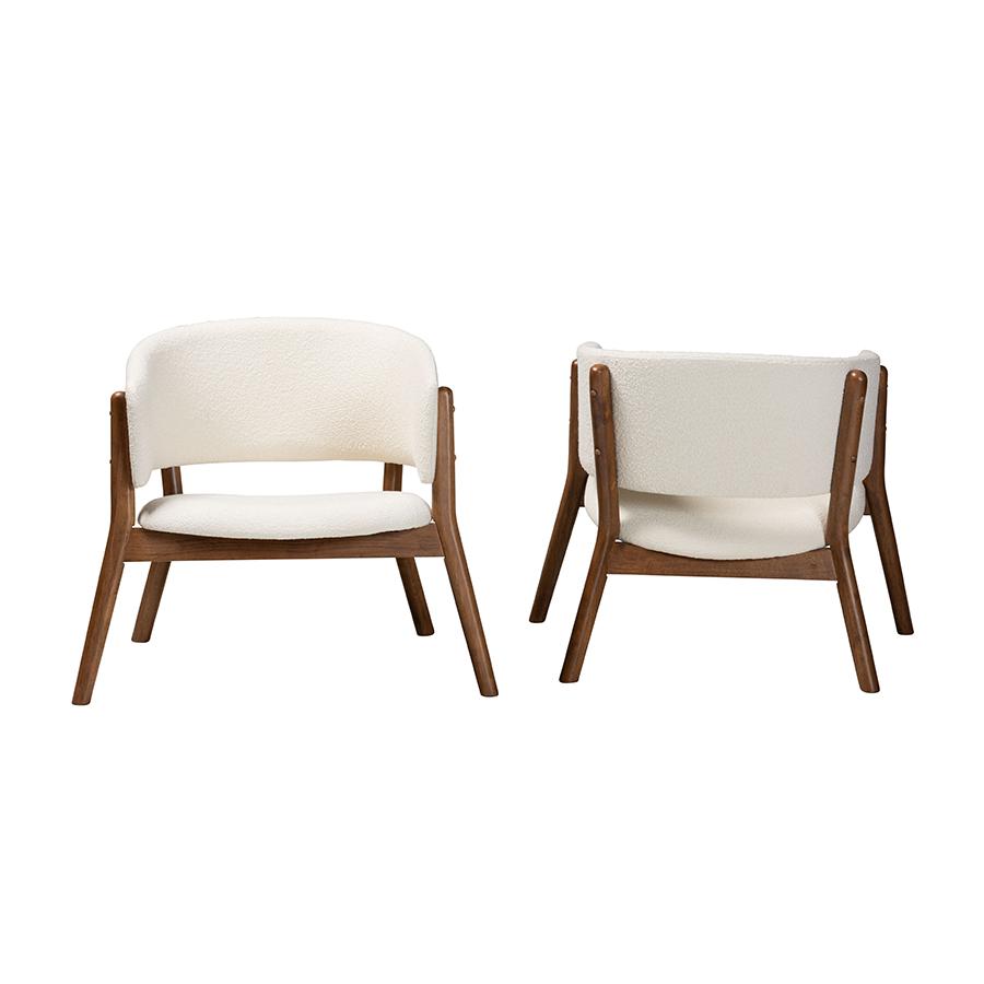 Walnut Brown Finished Wood 2-Piece Living Room Accent Chair Set