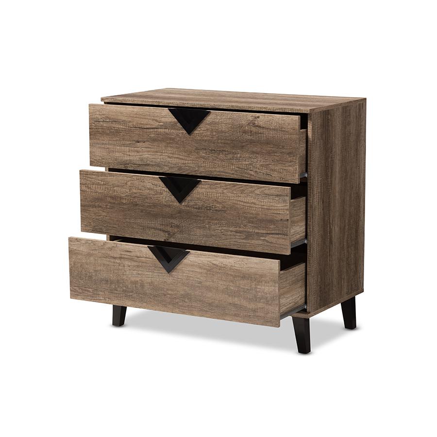 Baxton Studio Wales Modern And Contemporary Light Brown Wood 3-Drawer Chest