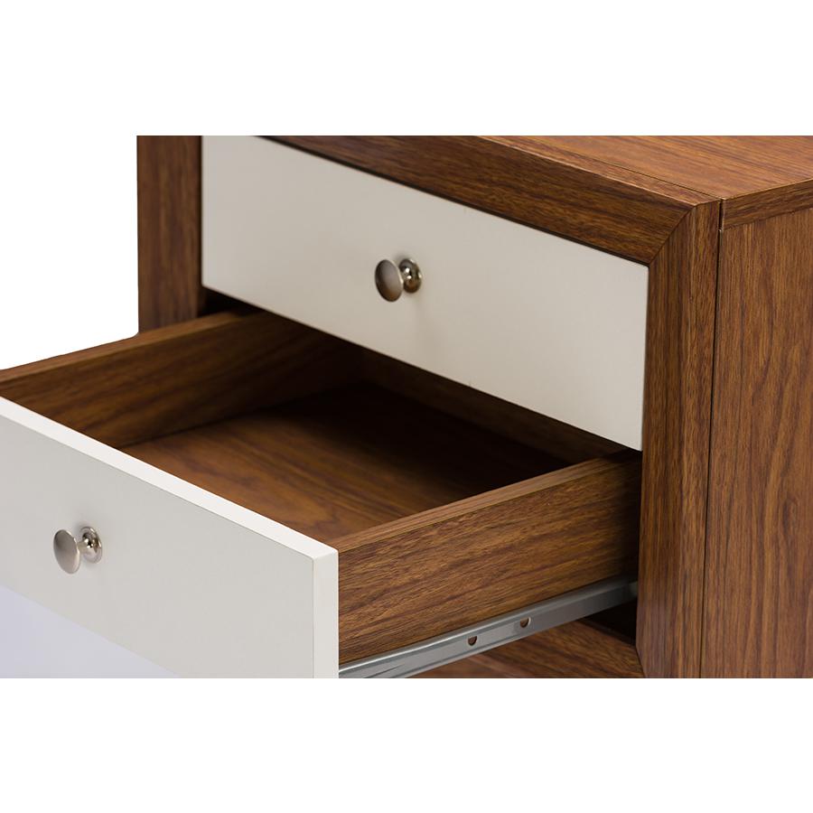 Warwick Two-tone Walnut and White Modern Accent Table and Nightstand