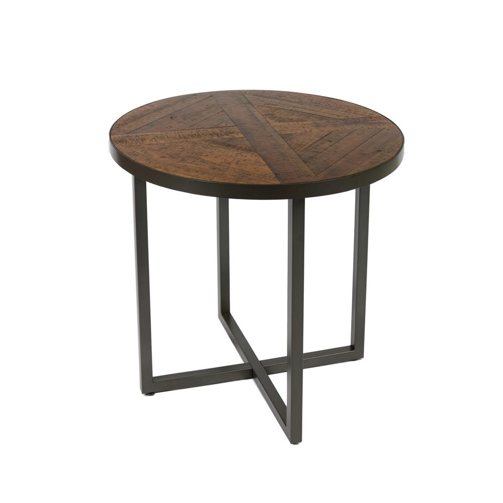 Wallace & Bay Oceans Round End Table, Antique Pine