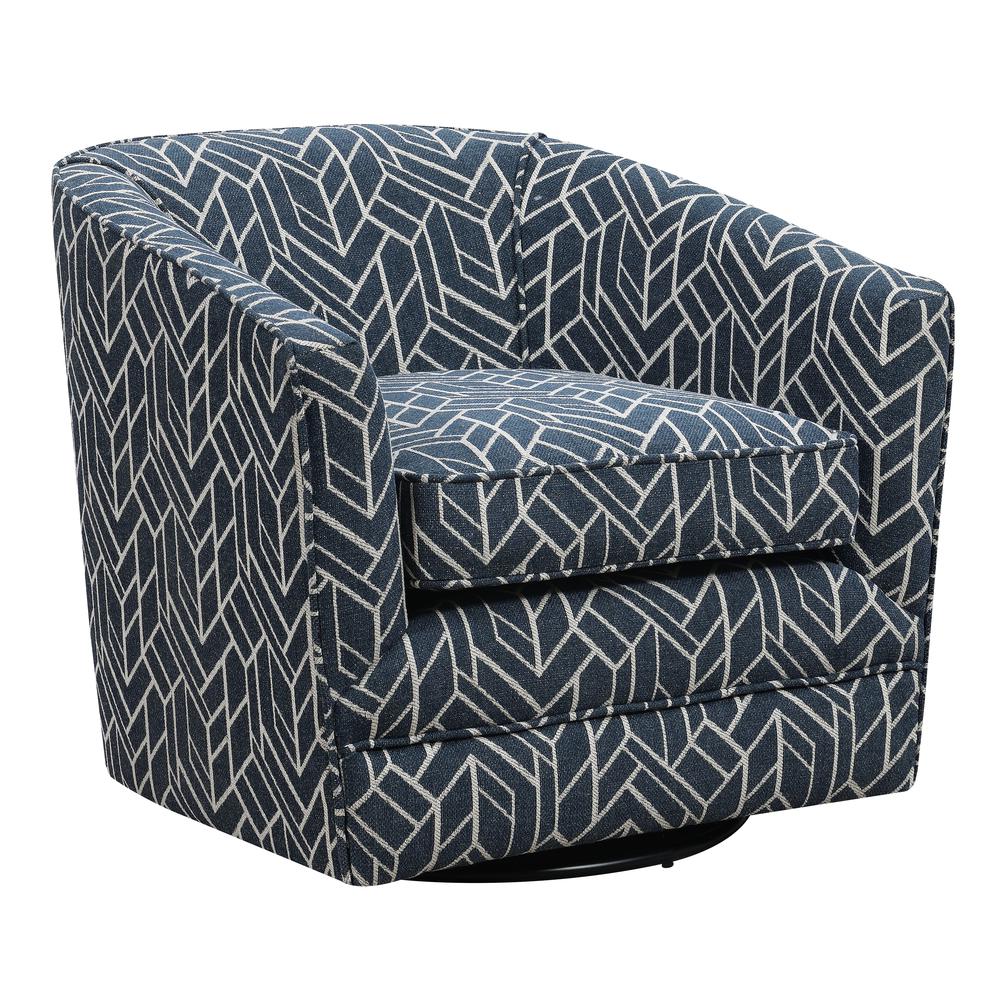 Wallace & Bay Rivers Swivel Accent Chair, Graphic Navy
