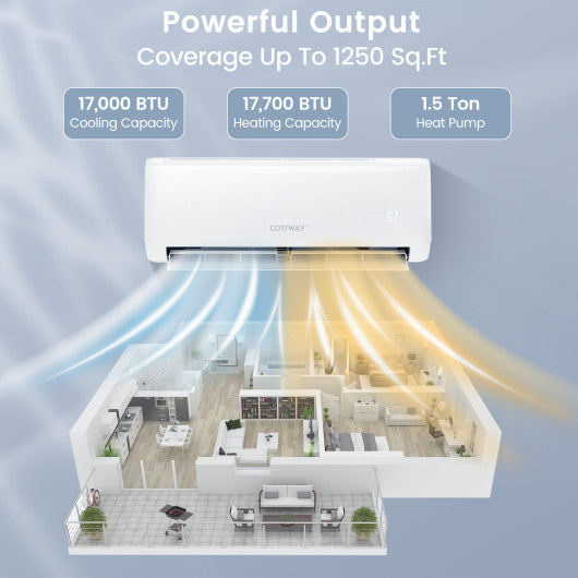 Energy Star Certified 17000 BTU 21 SEER2 Ductless Mini Split Air Conditioner and Heater 208-230V