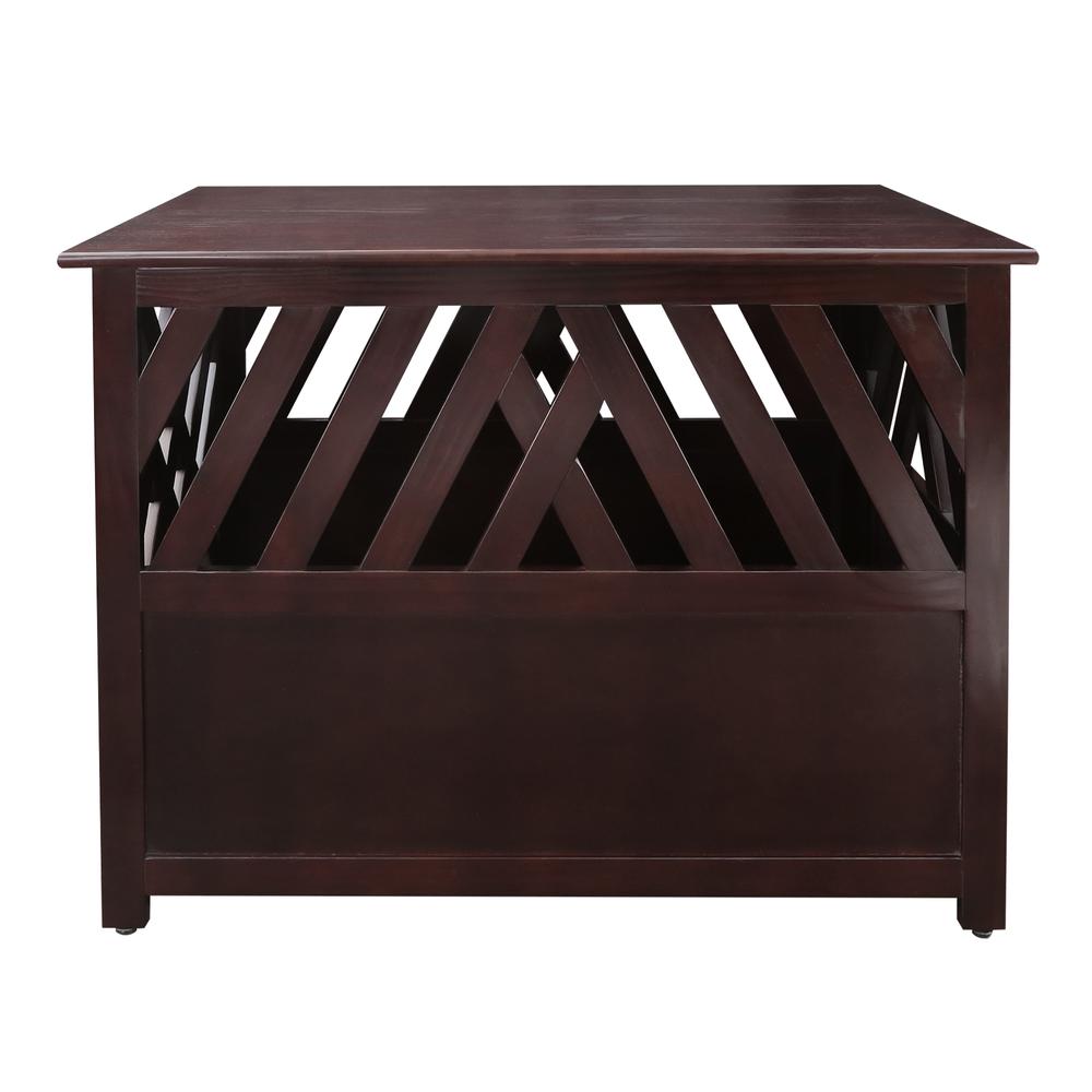 Modern Lattice Wooden Pet Crate End Table - Espresso
