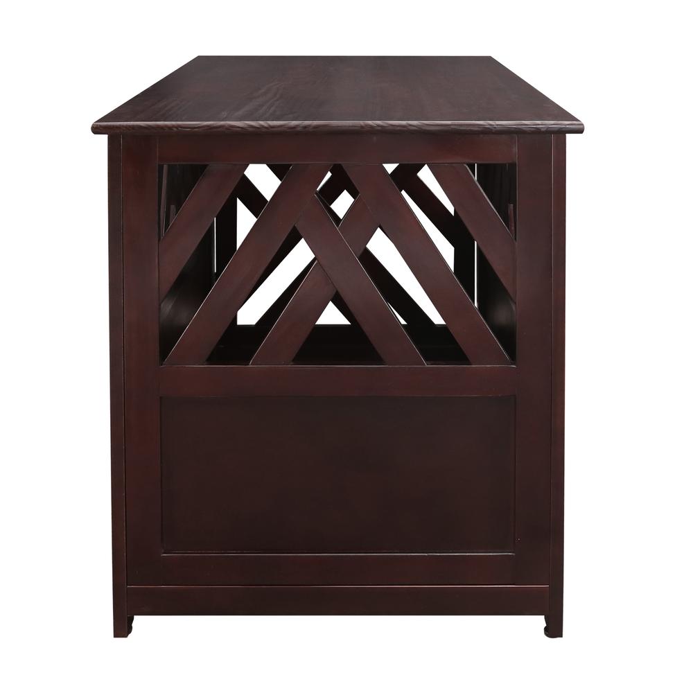 Modern Lattice Wooden Pet Crate End Table - Espresso