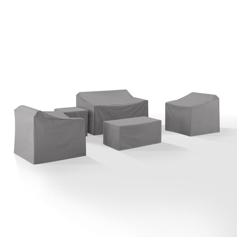 5Pc Furniture Cover Set Gray - Loveseat, Two Armchairs, End Table, & Rectangle Table