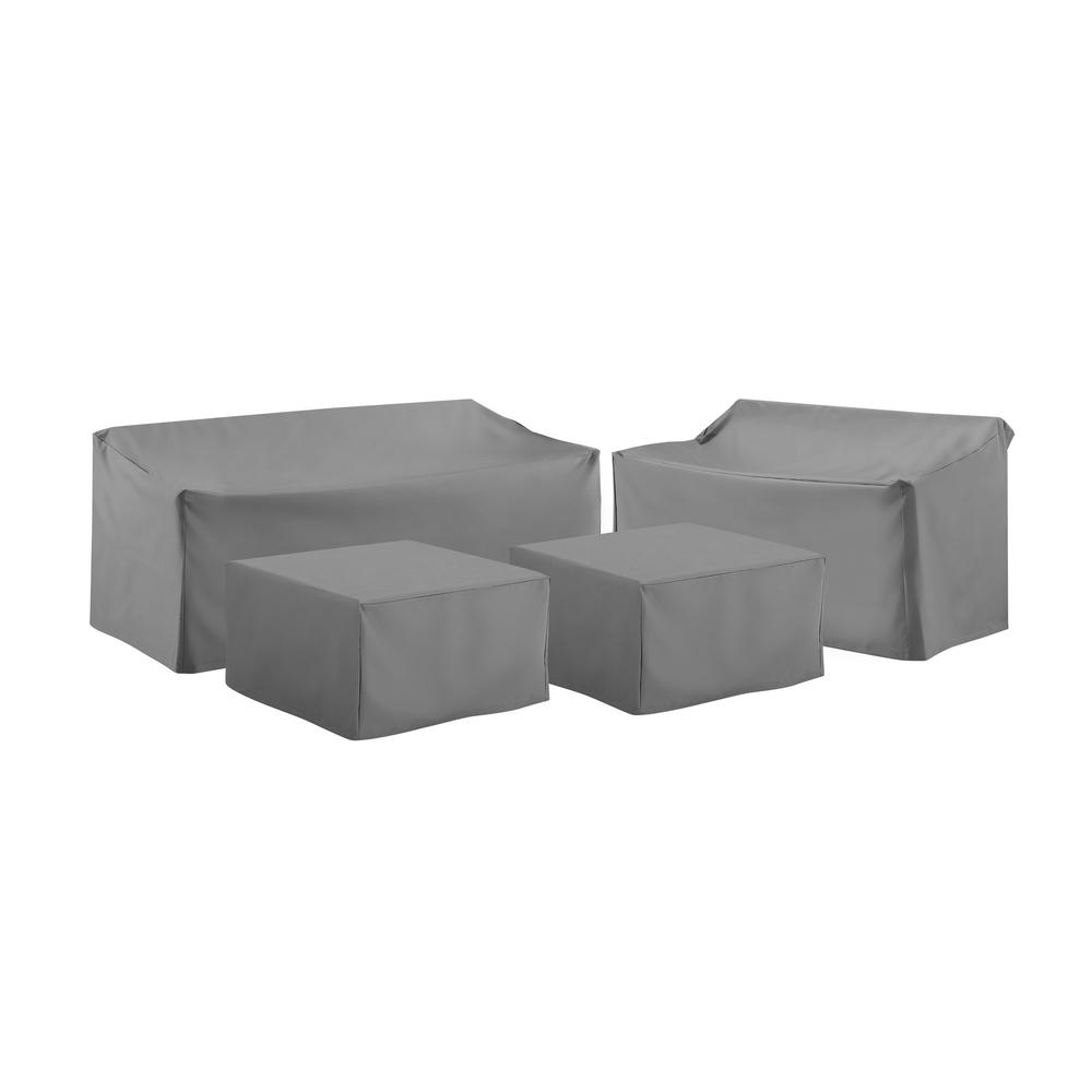 4Pc Sectional Cover Set Gray - Loveseat, Sofa, & 2 Square Table/Ottoman