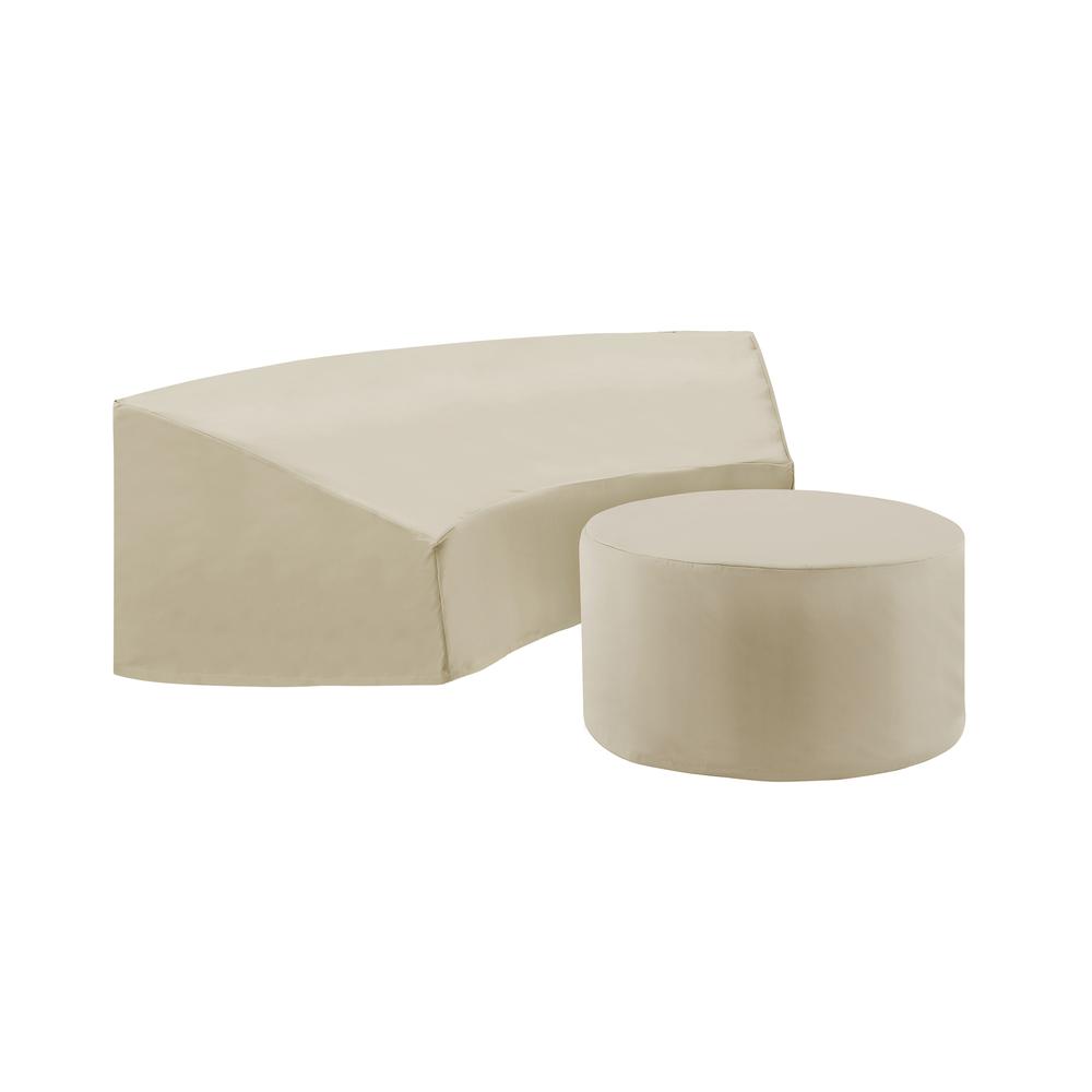 Catalina 2Pc Furniture Cover Set Tan - Round Sectional Sofa & Coffee Table