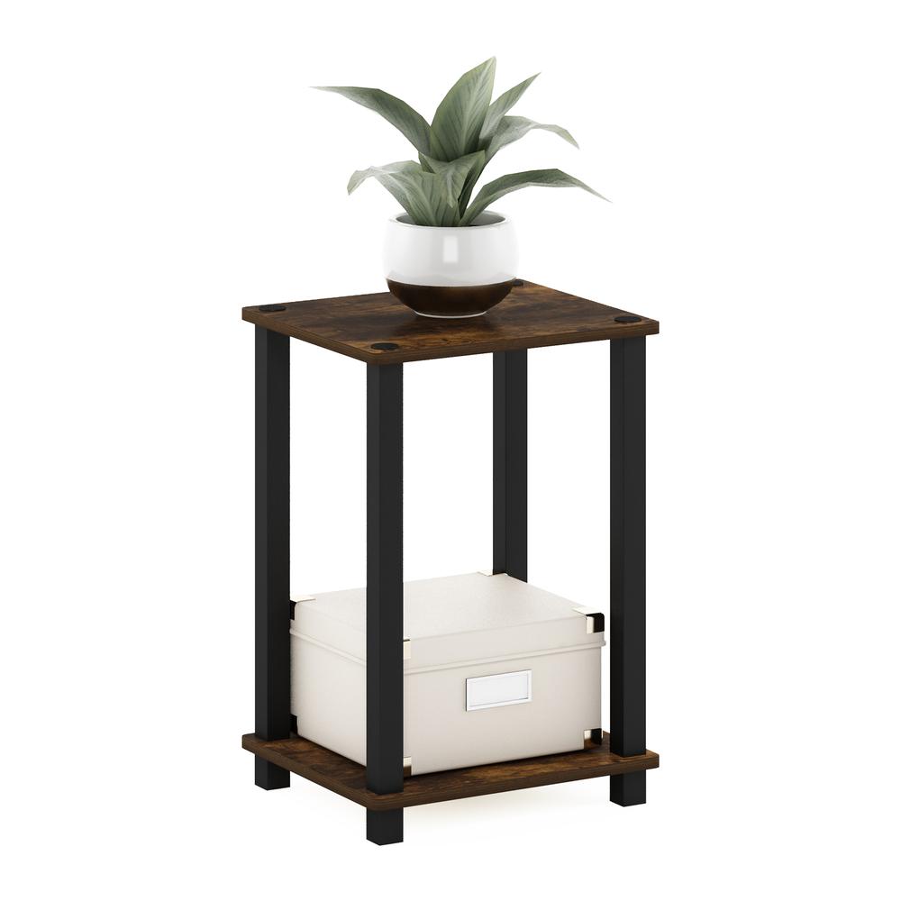 Furinno Simplistic End Table, Small, Amber Pine/Black