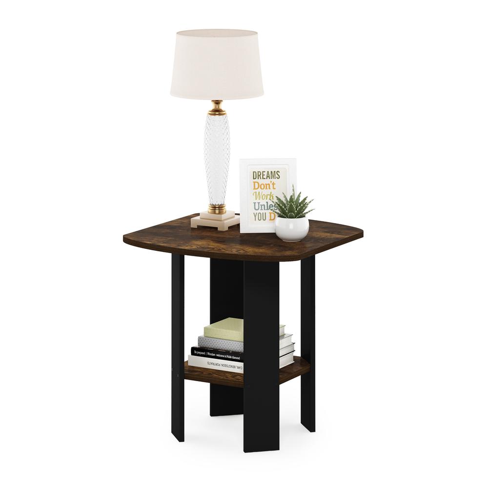 Furinno Simple Design End/SideTable, Amber Pine/Black