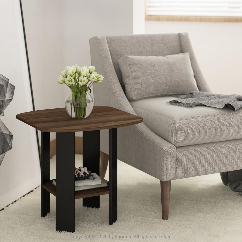 Furinno Simple Design End/SideTable, Columbia Walnut/Black, Set of 2