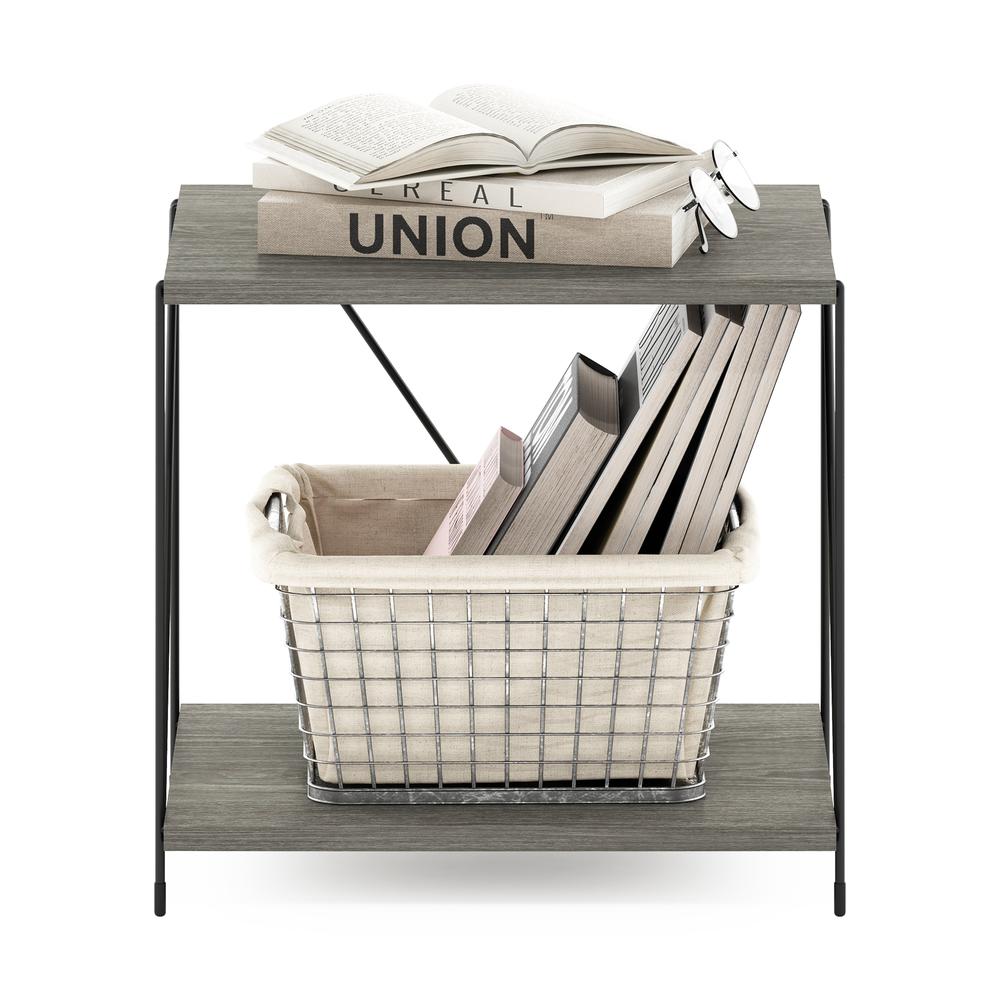 Furinno Besi Industrial Multipurpose Side Table with Metal Frame, Finn Oak
