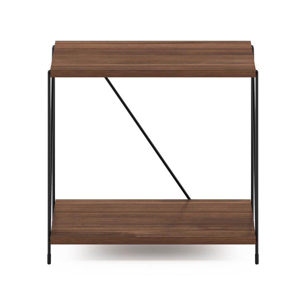 Furinno Besi Industrial Multipurpose Side Table with Metal Frame, Walnut Cove