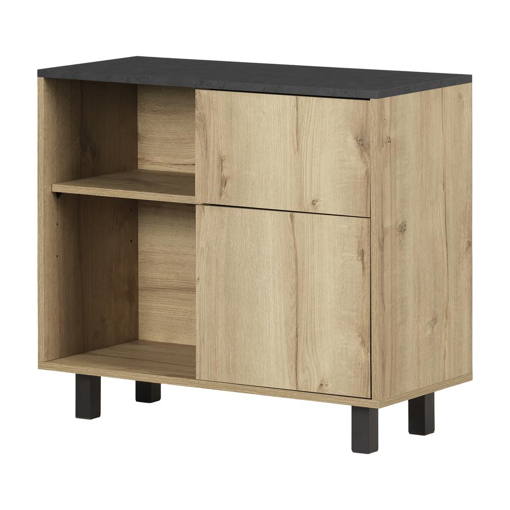Octave Cabinet, Medium Oak and Faux Black Stone